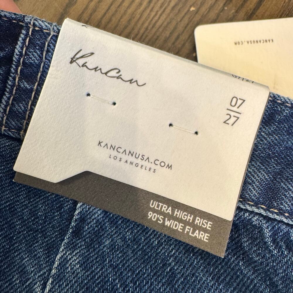NWT KanCan Jules Ultra High Rise 90's Flare Distressed Jeans Size 27 Grunge - Picture 8 of 9